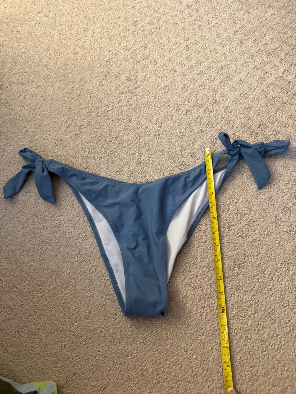 Blue Bikini Set Wide Strap Cheeky Tie Bottoms Gold Accent Sweetheart Neck XL